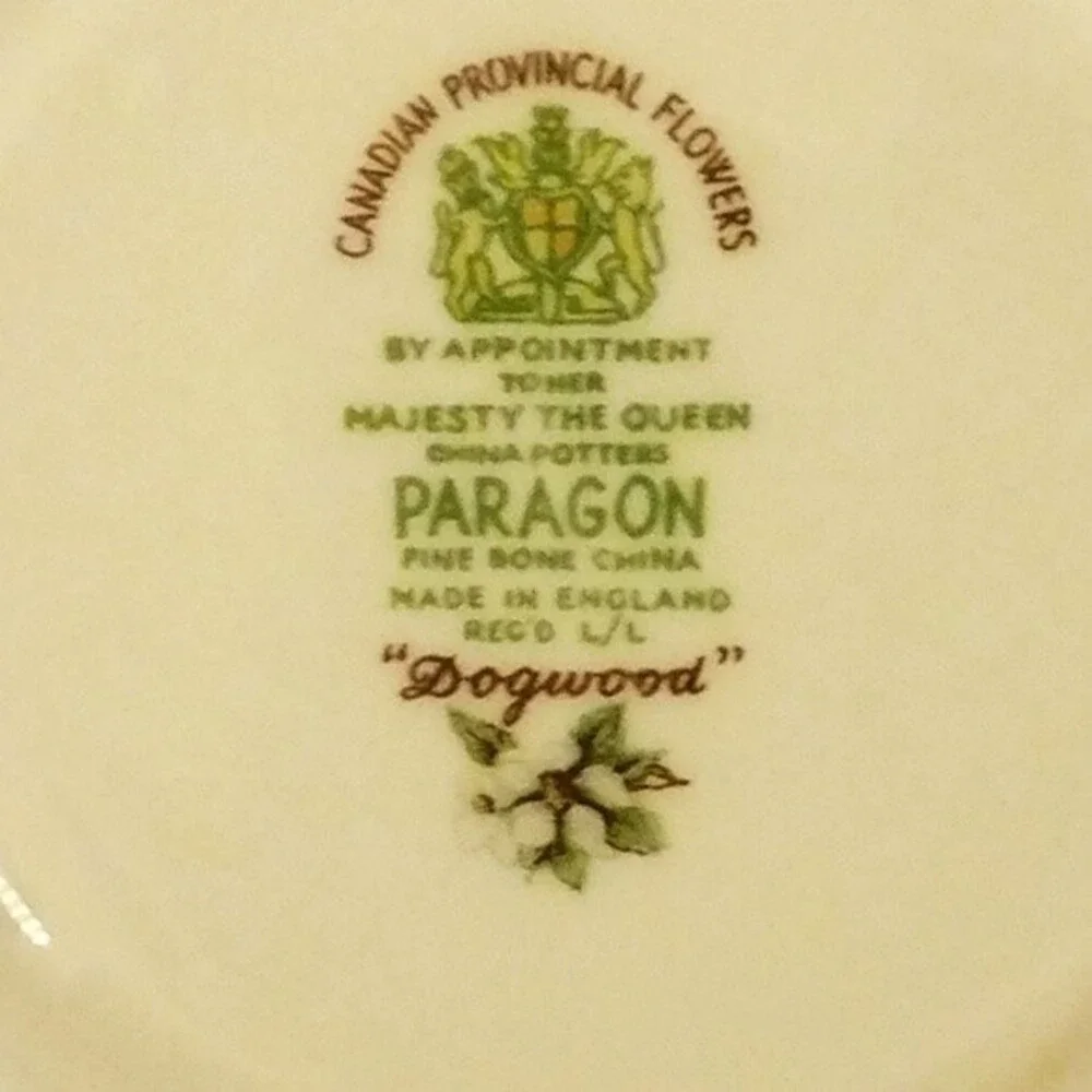 Vtg Paragon Teacup Saucer Set White Dogwood Canadian Provincial Flowers 1950s